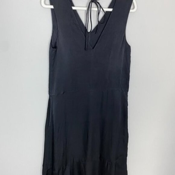 Everlane Satin Black Maxi Dress Womens Small Sleeveless V Neck Pockets - Picture 7 of 11